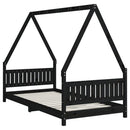 sengeramme til juniorseng 90x190 cm massivt fyrretræ sort
