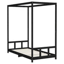 sengeramme til juniorseng 90x190 cm massivt fyrretræ sort