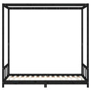 sengeramme til juniorseng 90x190 cm massivt fyrretræ sort