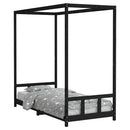 sengeramme til juniorseng 90x200 cm massivt fyrretræ sort