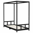 sengeramme til juniorseng 90x200 cm massivt fyrretræ sort