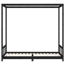 sengeramme til juniorseng 90x200 cm massivt fyrretræ sort