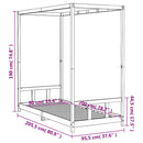 sengeramme til juniorseng 90x200 cm massivt fyrretræ sort
