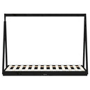 sengeramme til juniorseng 80x160 cm massivt fyrretræ sort