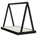 sengeramme til juniorseng 80x160 cm massivt fyrretræ sort