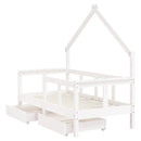 sengeramme til juniorseng m. skuffer 70x140 cm massivt fyr hvid