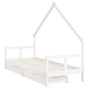 sengeramme til juniorseng m. skuffer 80x200 cm massivt fyr hvid