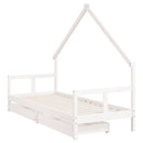 sengeramme til juniorseng m. skuffer 80x200 cm massivt fyr hvid