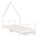 sengeramme til juniorseng m. skuffer 80x200 cm massivt fyr hvid