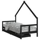 sengeramme til juniorseng m. skuffer 80x200 cm massivt fyr sort