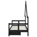 sengeramme til juniorseng m. skuffer 80x200 cm massivt fyr sort