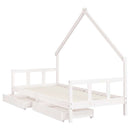 sengeramme til juniorseng m. skuffer 90x200 cm massivt fyr hvid
