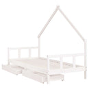 sengeramme til juniorseng m. skuffer 90x200 cm massivt fyr hvid