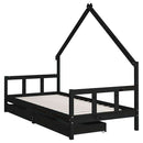 sengeramme til juniorseng m. skuffer 90x200 cm massivt fyr sort