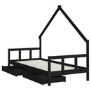 sengeramme til juniorseng m. skuffer 90x200 cm massivt fyr sort