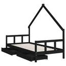 sengeramme til juniorseng m. skuffer 90x200 cm massivt fyr sort