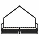 sengeramme til juniorseng m. skuffer 90x200 cm massivt fyr sort