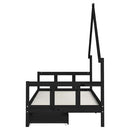 sengeramme til juniorseng m. skuffer 90x200 cm massivt fyr sort