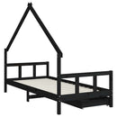 sengeramme til juniorseng m. skuffer 90x200 cm massivt fyr sort