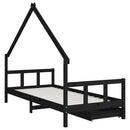 sengeramme til juniorseng m. skuffer 90x200 cm massivt fyr sort