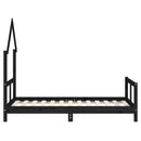 sengeramme til juniorseng 80x160 cm massivt fyrretræ sort