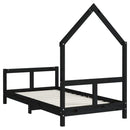 sengeramme til juniorseng 80x160 cm massivt fyrretræ sort