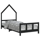 sengeramme til juniorseng 90x190 cm massivt fyrretræ sort