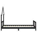 sengeramme til juniorseng 90x190 cm massivt fyrretræ sort