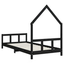 sengeramme til juniorseng 90x190 cm massivt fyrretræ sort