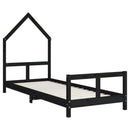 sengeramme til juniorseng 80x200 cm massivt fyrretræ sort