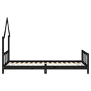 sengeramme til juniorseng 90x200 cm massivt fyrretræ sort