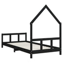 sengeramme til juniorseng 90x200 cm massivt fyrretræ sort