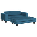 børnesofa med fodskammel 100x50x30 cm fløjl blå