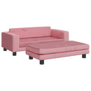 børnesofa med fodskammel 100x50x30 cm fløjl lyserød
