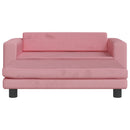 børnesofa med fodskammel 100x50x30 cm fløjl lyserød