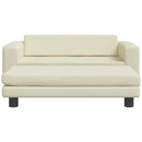 børnesofa med fodskammel 100x50x30 cm kunstlæder cremefarvet