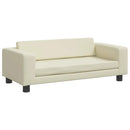 børnesofa med fodskammel 100x50x30 cm kunstlæder cremefarvet