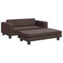 børnesofa med fodskammel 100x50x30 cm kunstlæder brun