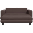 børnesofa med fodskammel 100x50x30 cm kunstlæder brun