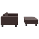 børnesofa med fodskammel 100x50x30 cm kunstlæder brun