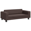 børnesofa med fodskammel 100x50x30 cm kunstlæder brun