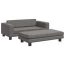 børnesofa med fodskammel 100x50x30 cm kunstlæder grå