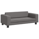 børnesofa med fodskammel 100x50x30 cm kunstlæder grå