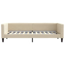 daybed med madras 90x200 cm stof cremefarvet