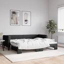daybed med udtræk 80x200 cm stof sort
