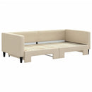 daybed med udtræk 100x200 cm stof cremefarvet