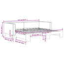 daybed med udtræk 90x190 cm stof lysegrå