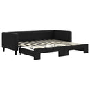 daybed med udtræk 90x190 cm stof sort