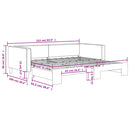 daybed med udtræk 90x190 cm stof sort
