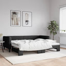 daybed med udtræk 90x190 cm stof sort